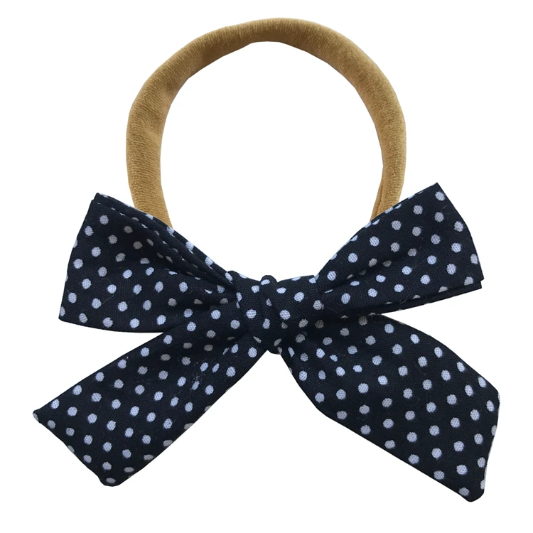 Toddler baby girls Soft 3 inch bow with Headbands with Plaid Dots Stripe fabric Hair bow hairbands Accessories Headwear
