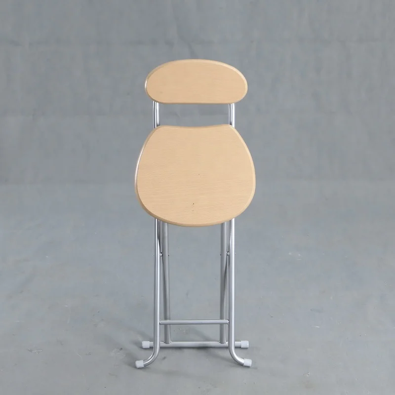metal high foldable bar stool wood seat chair with back