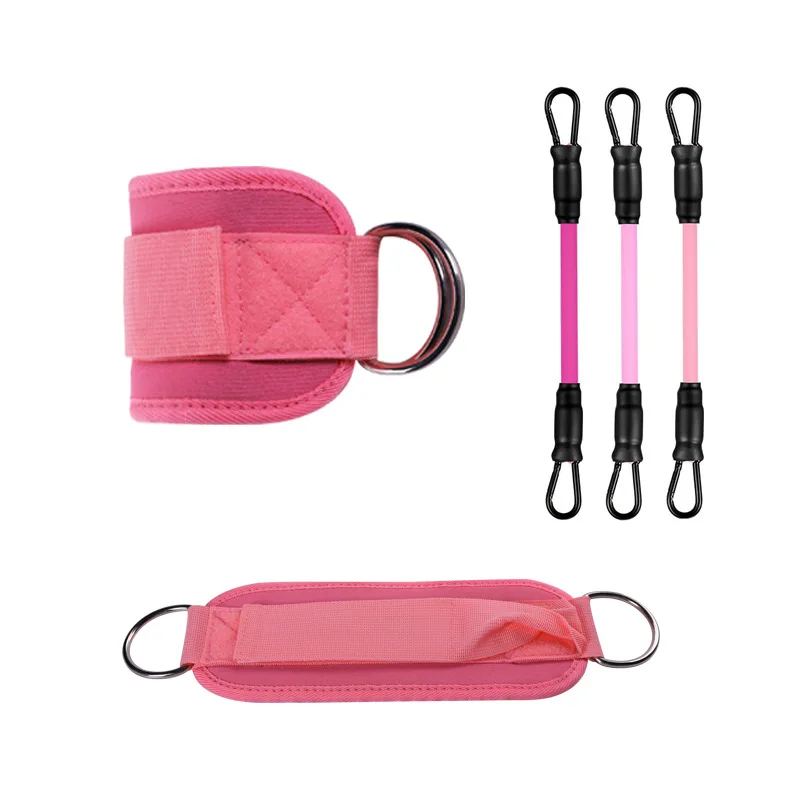 D-ring Ankle Strap Gym Fitness Sets Elastic Resistance Bands Set Men Oem Low Price Custom Color Promotional Sales Bodybuilding