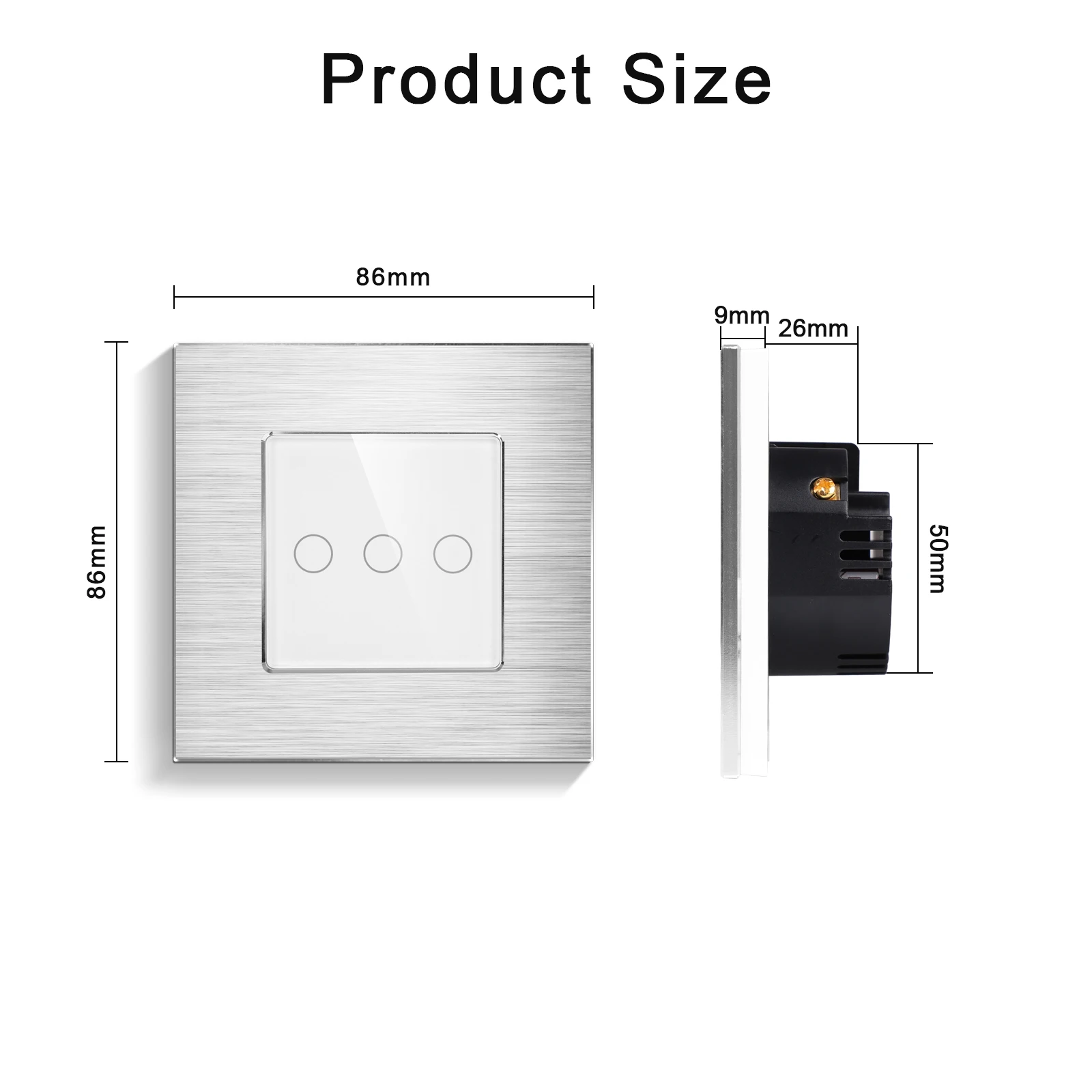Bingoelec Wholesale non Wifi 2000W Touch Switch 2gang 2way Home Wall switch Light Switch with Aluminum panel