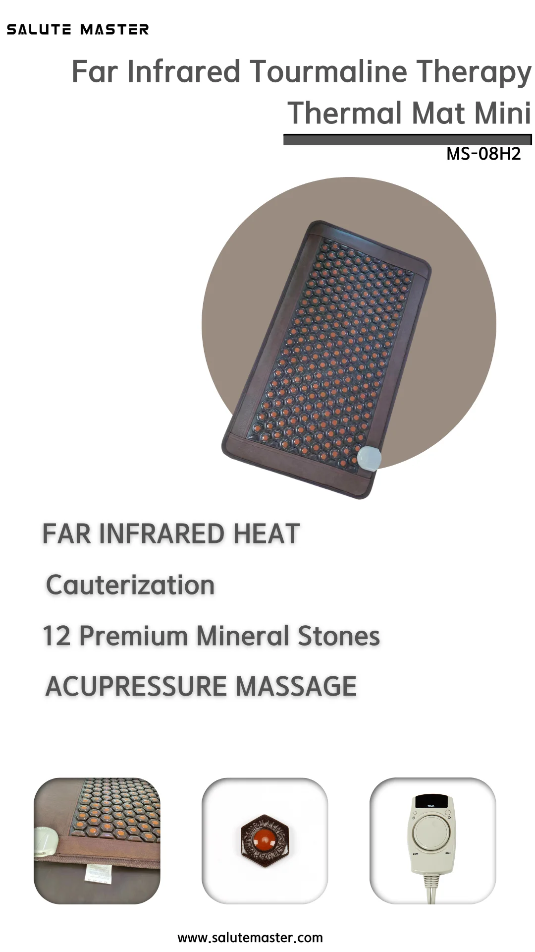 Healthcare Far Infrared Negative Ion Heating Massage Mat Jade Thermal Korea Hexagon Tourmaline Mattress Pad