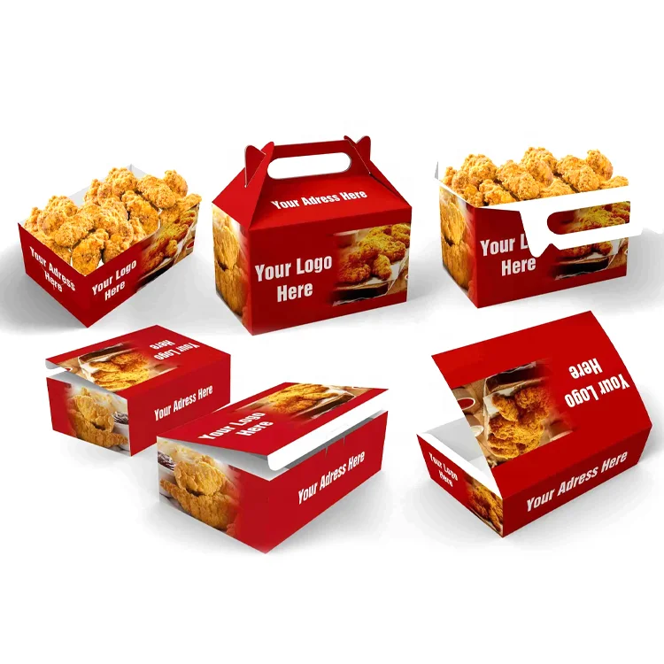 Disposable Restaurant To Go Custom Logo Food Grade Take Away Fried Chicken French Fries Hamburger Burger Packaging Box