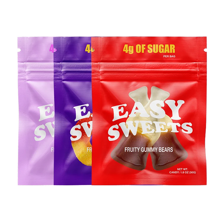 Soft Touch Mylar Bags 3.5g Plastic Stand Up Gummy Bear Sugar Candy Packaging Bags For Food Mylar Bags Custom Printed 3.5g