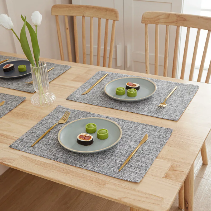 Libosa ins Wind linen solid color placemat cross-border fabric insulated dining table mat Western food coaster napkin