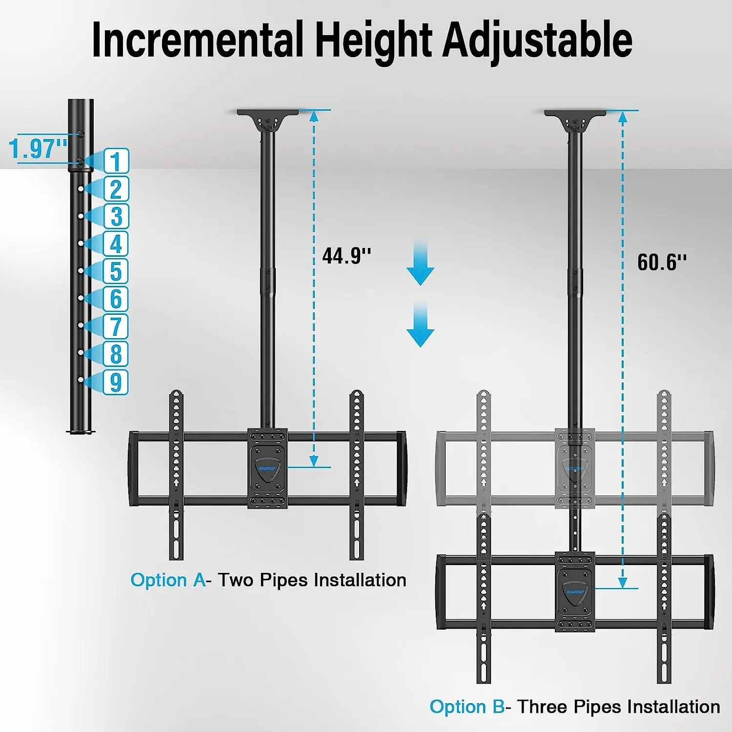 Ceiling TV Mount Hanging Height Adjustable Full Motion TV Bracket Living Room Wall Mount TV Bracket