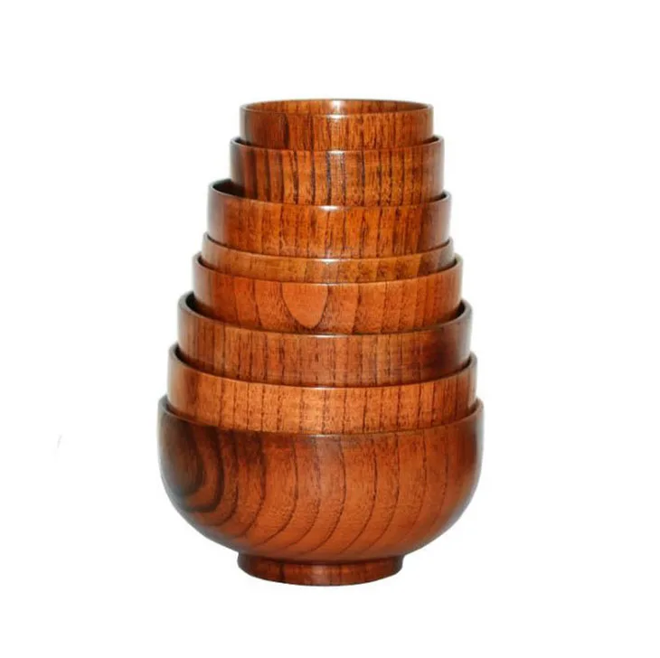 Wholesale Custom Cheap Unique Japanese Style And Korean Style Wooden Red Ramen Noodles Bowl Set