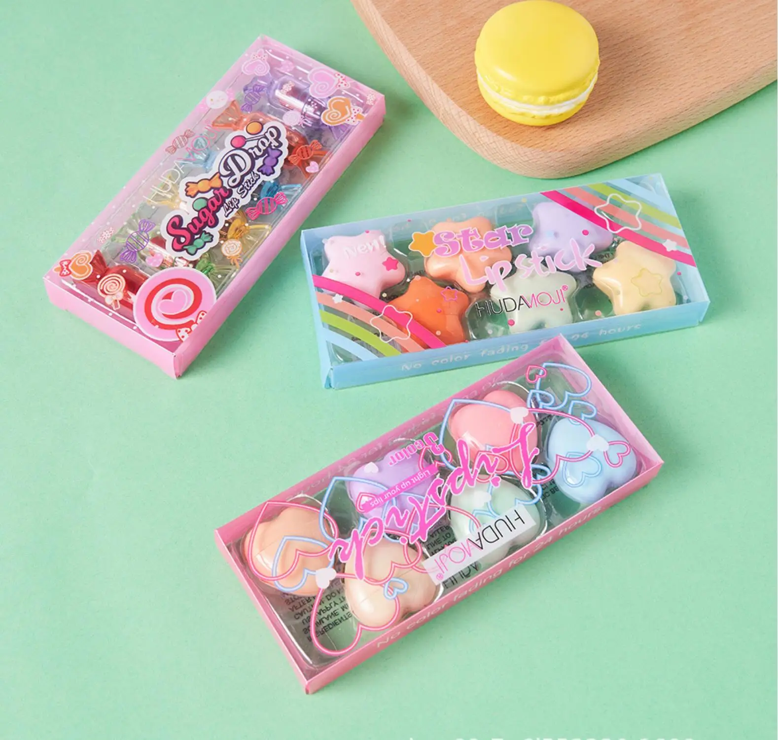 2022 New Stock Cute Graffiti Lipstick Moisturizing Star Candy 6 Pack Small Box New Style lipstick sets