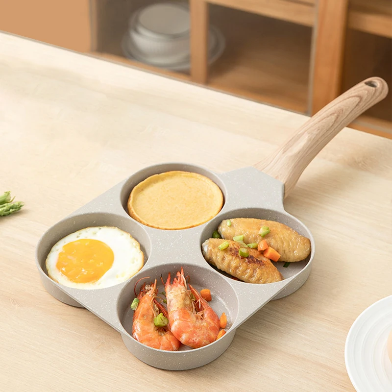 BOBIKUKE Egg Poacher Pan Four Hole Healthy Non-Stick Pancake Omelette Egg Frying Pan For Breakfast