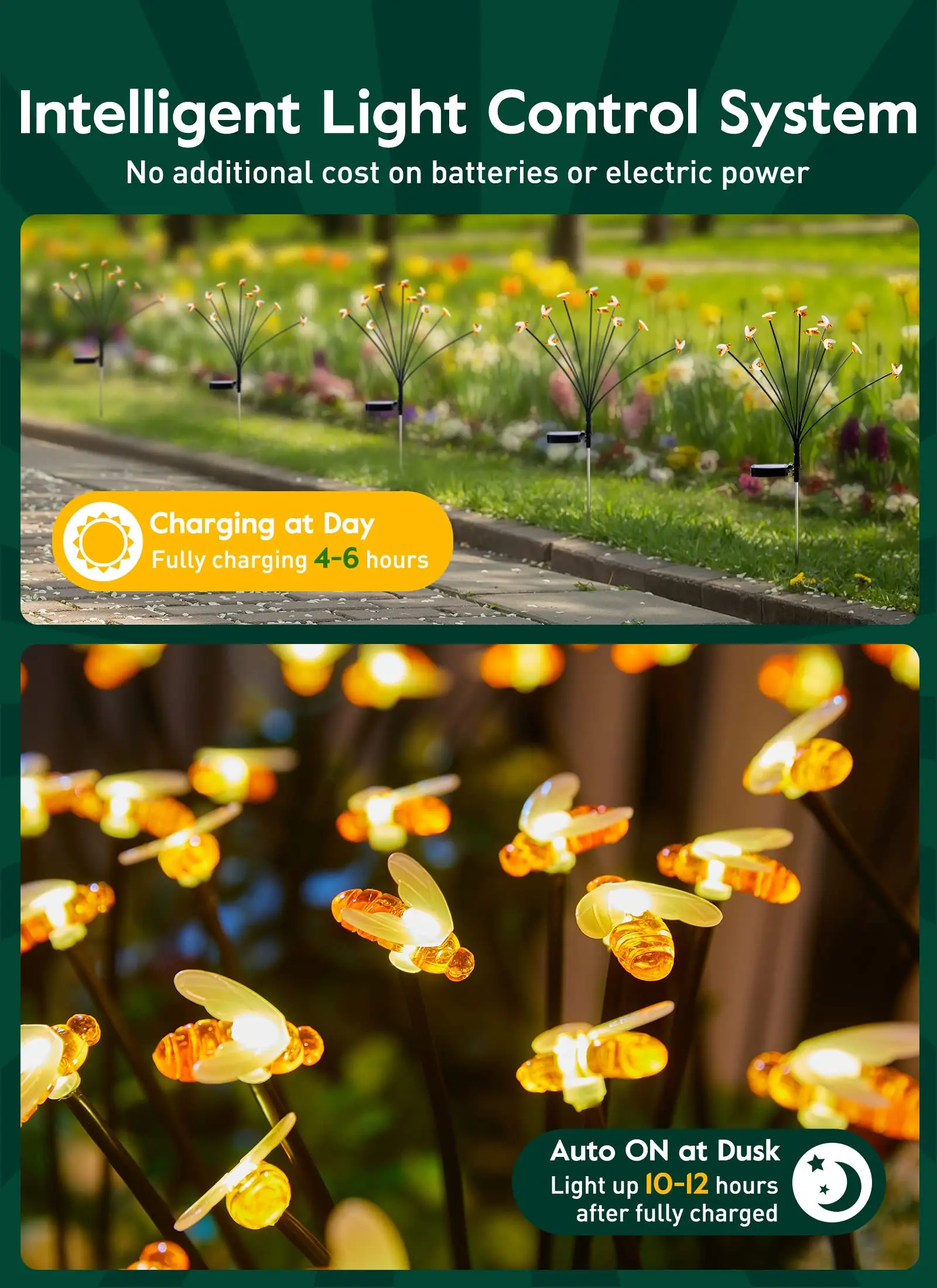 Outdoor Solar Pathway Light Waterproof 1 Pack 6 LED Powered Swaying Firefly Lamp Starburst Solar Firefly Garden Light