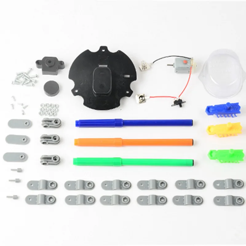 Children Creative 3 In 1 Graffiti Doodling Robot Kit DIY Science Education Assembled Robot Toys For Children