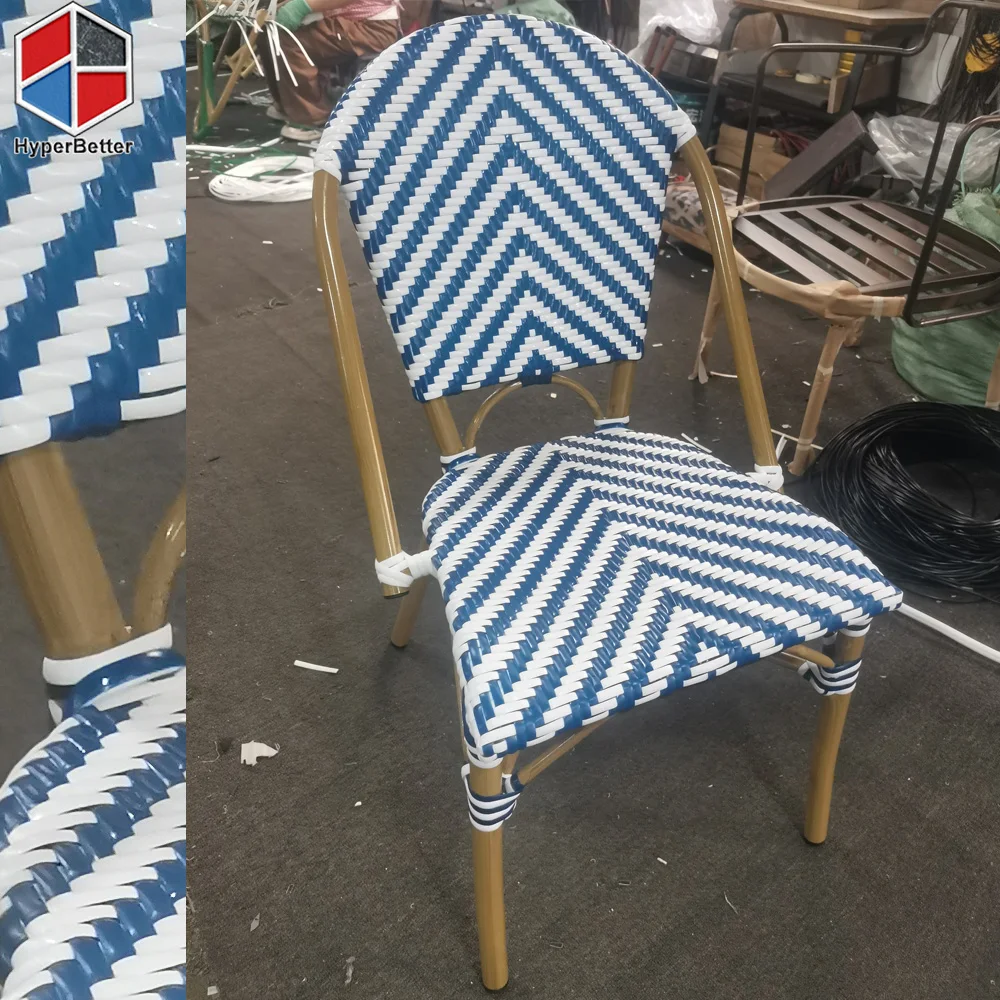 Wholesale navy blue rattan Bistro Chairs Mesh Bistro Chairs outdoor furniture