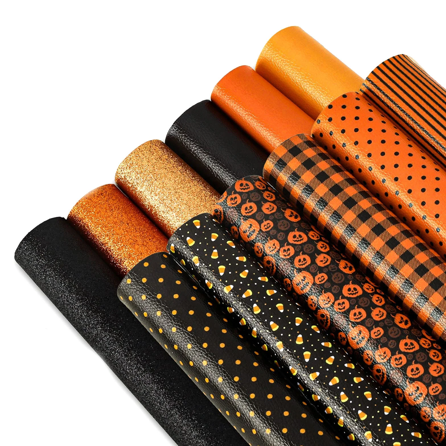 Name Brand Designer Faux Leather Fabrics Material By The Yard  Rolls Printed Halloween Faux Leather Halloween