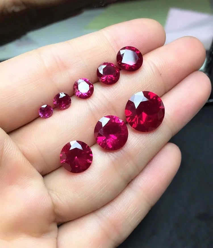 Factory Price Made In China Synthetic Ruby Round Cut Ruby 5# Color For Jewelry Market
