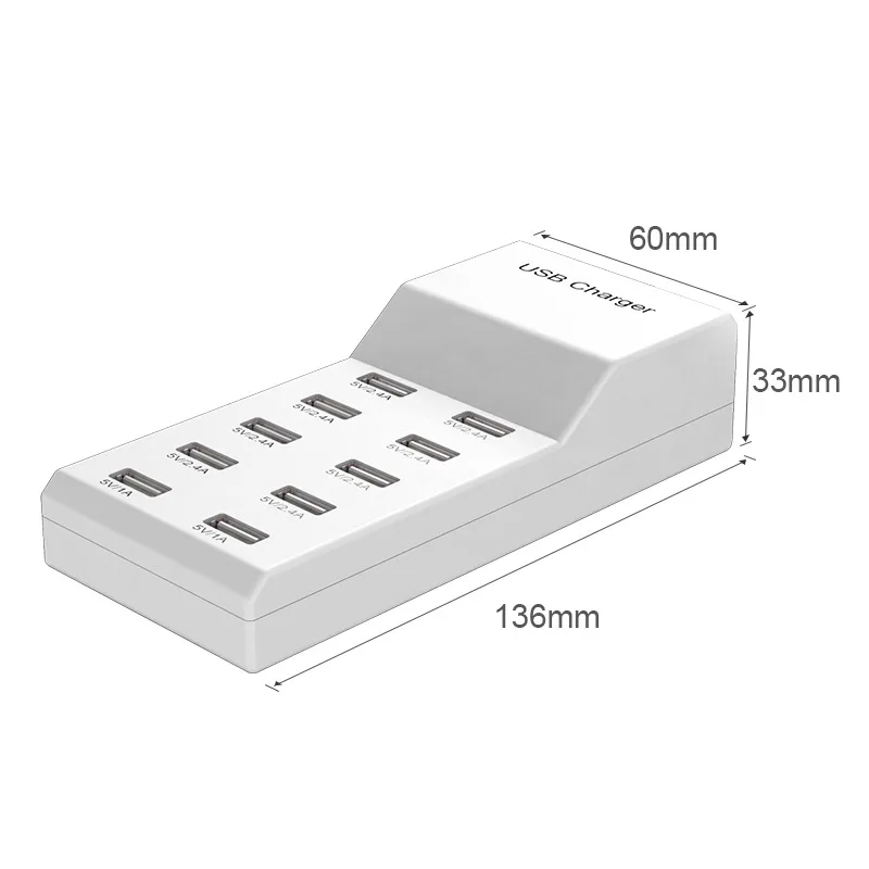 USB многопортовый зарядный кабель 5V2.4A10 порт для мобильного телефона штекер 50 Вт зарядная станция Быстрая зарядка Заводская поставка