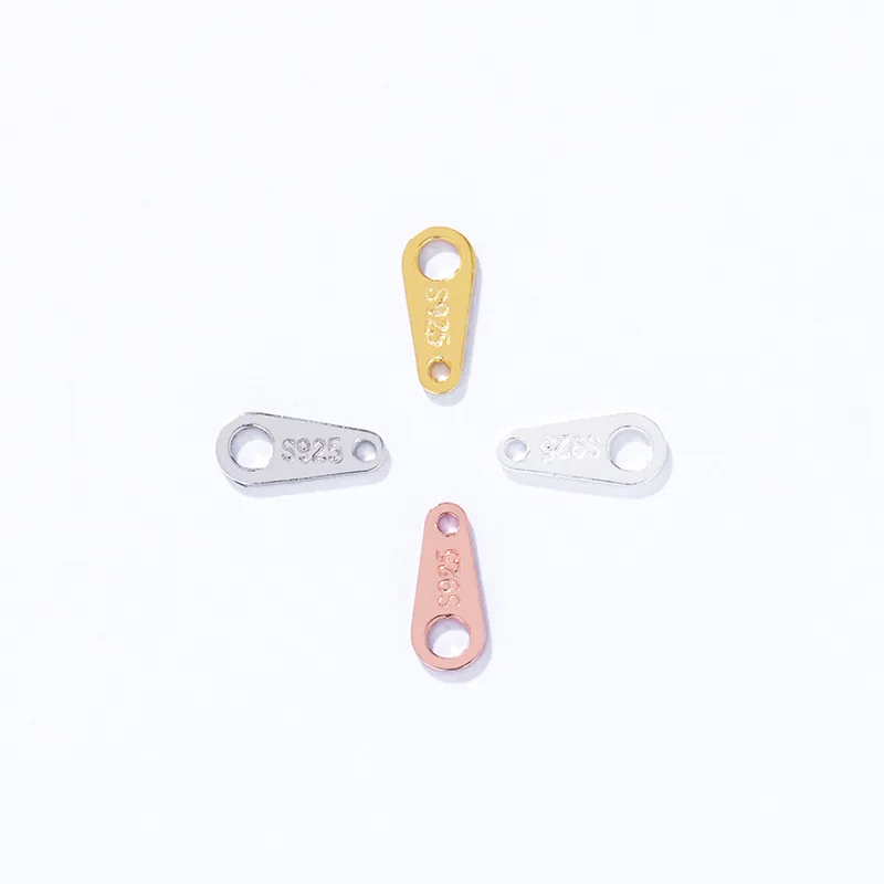 Sterling Oval Heart Water Drop Shape Jewelry Connectors Ending Extension Tail Chain DIY With Logo Custom