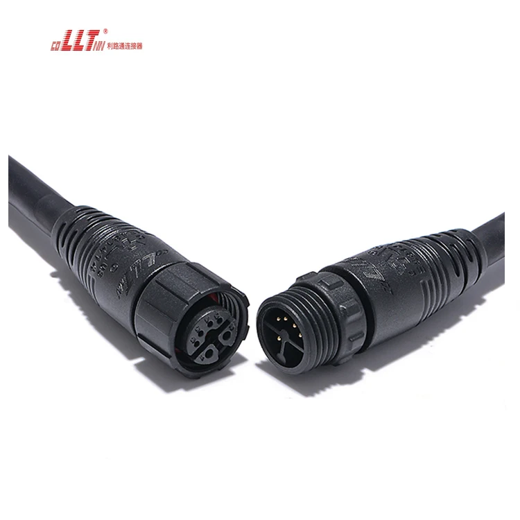 2+4pin LLT M12 circular power and signal waterproof street light connector 2pin 3pin 5pin