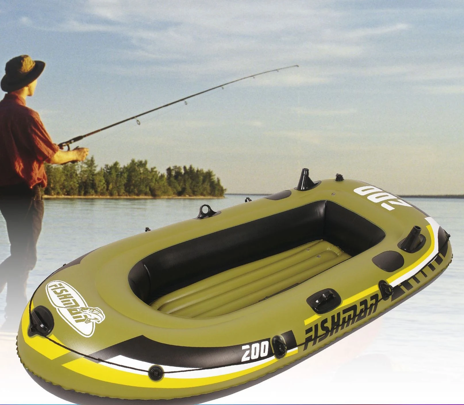 Outdoor folding thickened wear-resistant kayak automatic inflatable rubber boat hovercraft