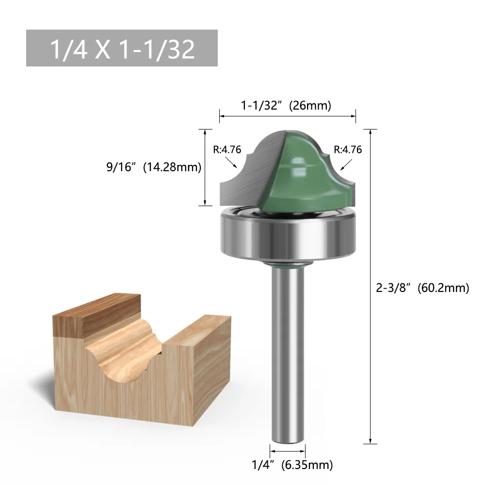 1/4 handle 4-piece set with bearings, double frame wire cutter, woodworking milling cutter set, door line