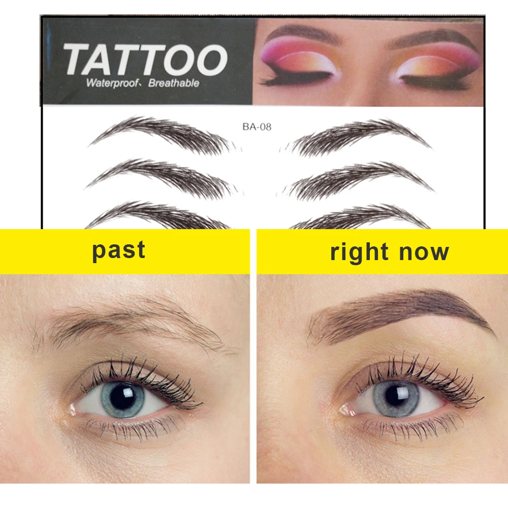 5% Discount Hot Sell Popular Waterproof Cosmetic Womens Different Size Fake Eyebrow Tattoo Stickers