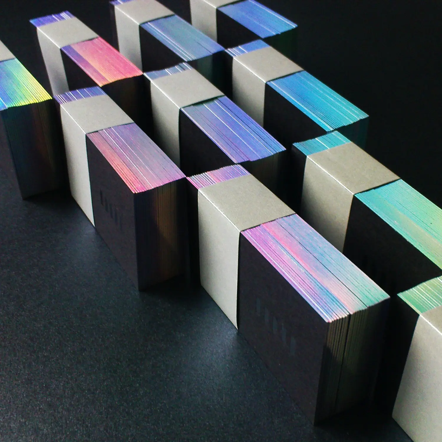 Holographic Foil Business Card Design and Print  black card stock gold foil silver foil calling cards