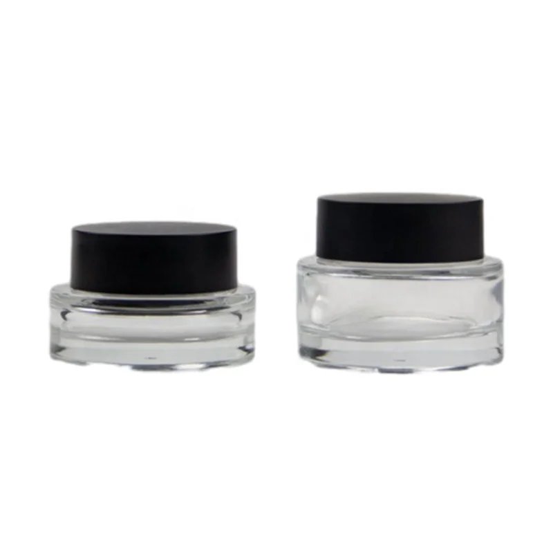 Transparent Clear Glass Jar Cream Bottle 30g 50g Empty Glass Lip Balm Containers Wide Mouth Cosmetic Jars
