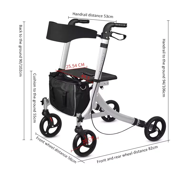 Walker And Rollers 4 Wheels Rehabilitation Equipment Walker Aluminum Surgical Medical Activity Older Adult Folding Types