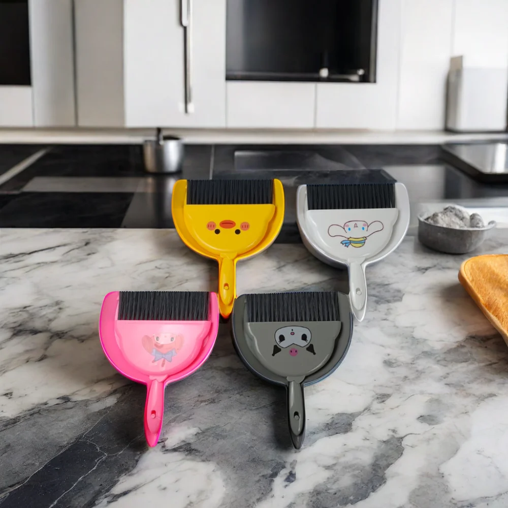 Mini Multifunctional Broom Brush Set PET+PP Cleaning Brush with Dustpan White Color Wood Head and PET Material for Home Use