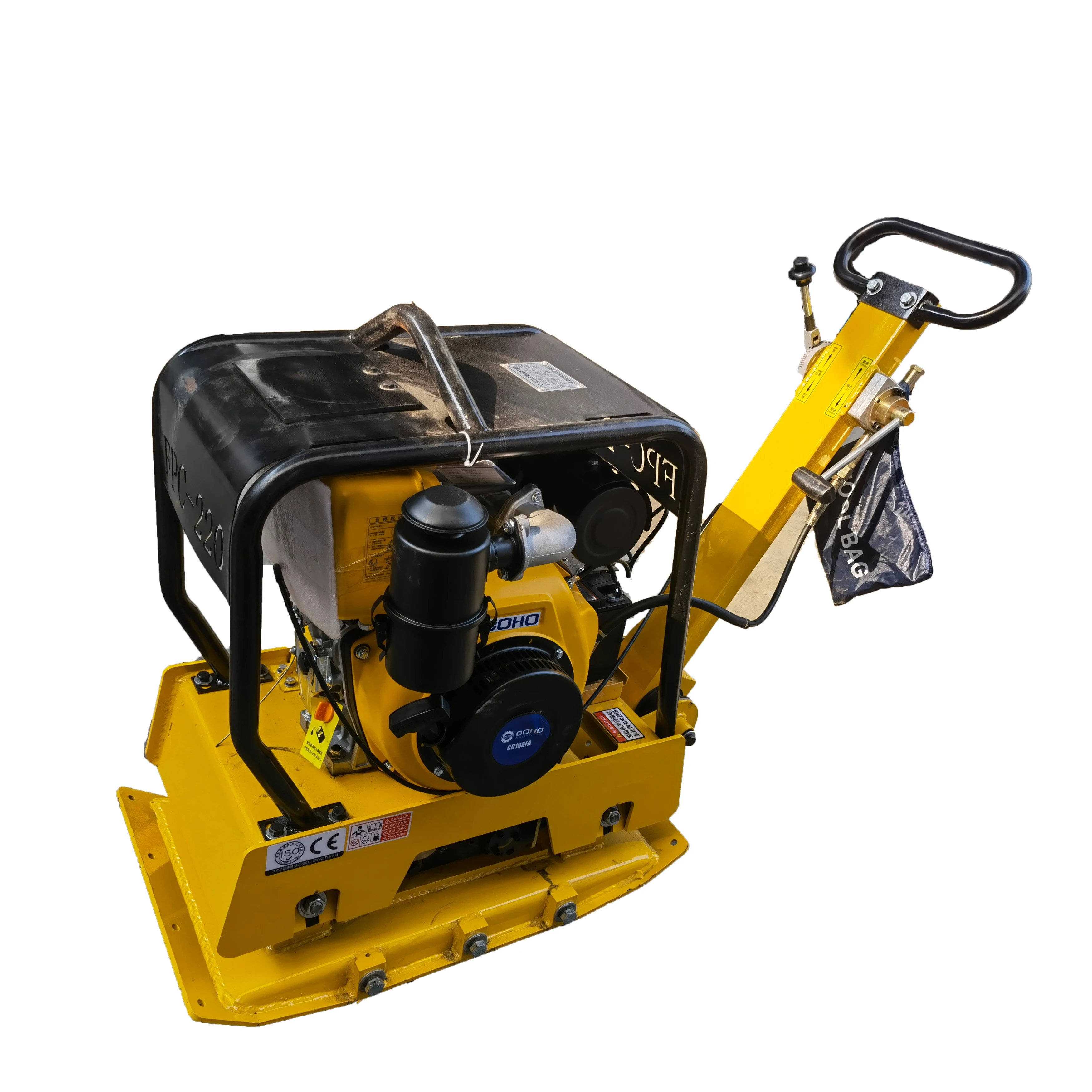 HZD250 4KW/380V  High Strength Steel With Water Tank 80 KG Mechanical Manual Plate Compactor With Diesel Engine Gasoline Engine