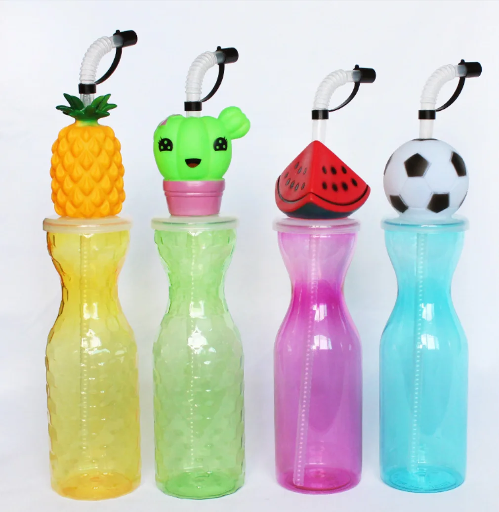 500ML Dinosaur Cartoon Plastic Yard Cup Clear PET Slush Cup With Lid And Straw