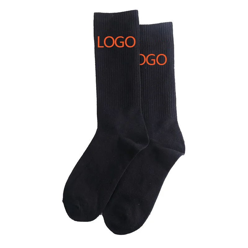 Cheap Wholesale Oem Designer Custom Design Your Own Logo Men Crew Sports Socks Custom Bamboo Cotton Black Sock For Women