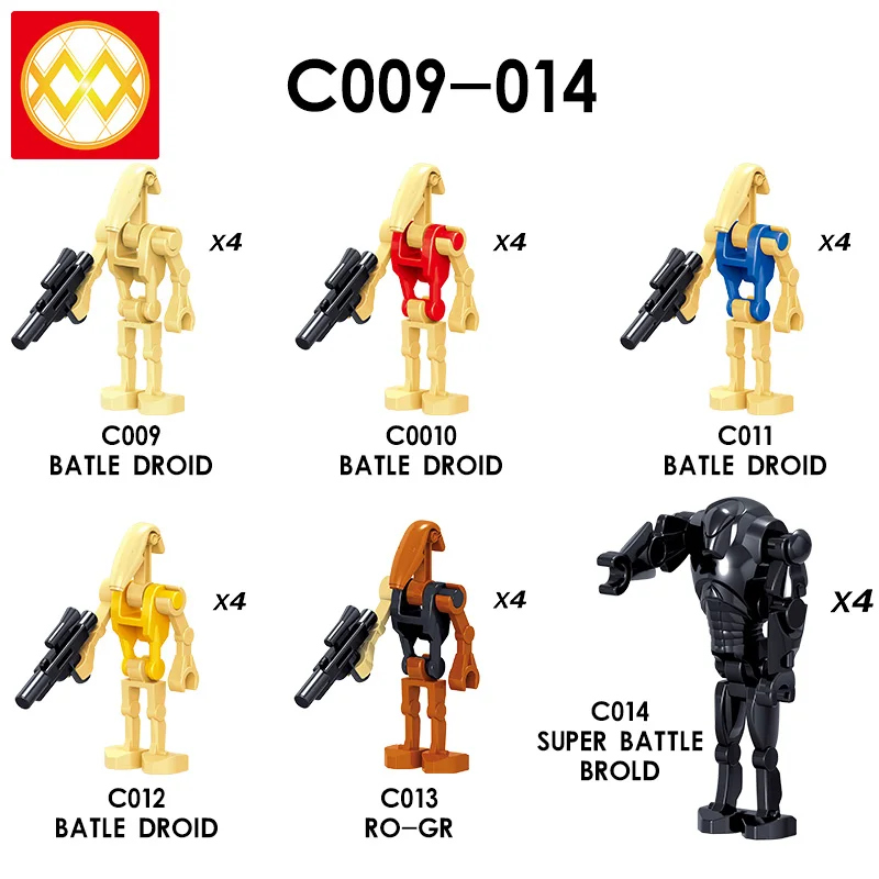  C009-014 космические войны супер Боевой Дроид робот R2-D2 C-3PO цвета: черный красный королевский гвардии IG-88 модели строительные блоки игрушки для детей