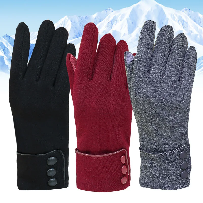 Winter riding warm fleece gloves non-fleece touch screen gloves women