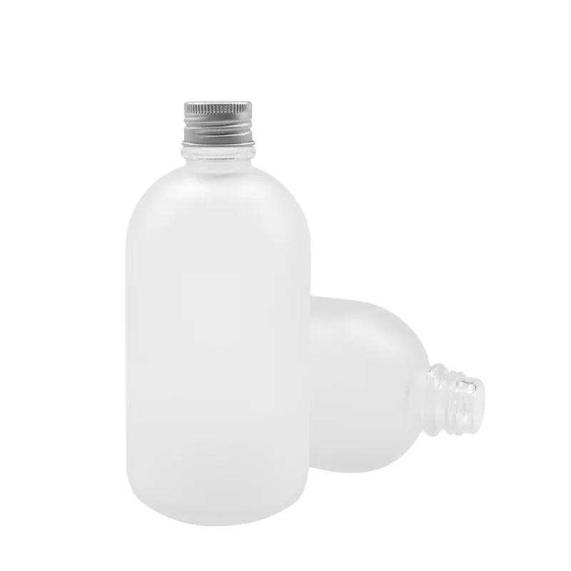 Wholesale 270Ml Empty Round Frosted Glass Beverage Juice Bottle With Aluminum Lid