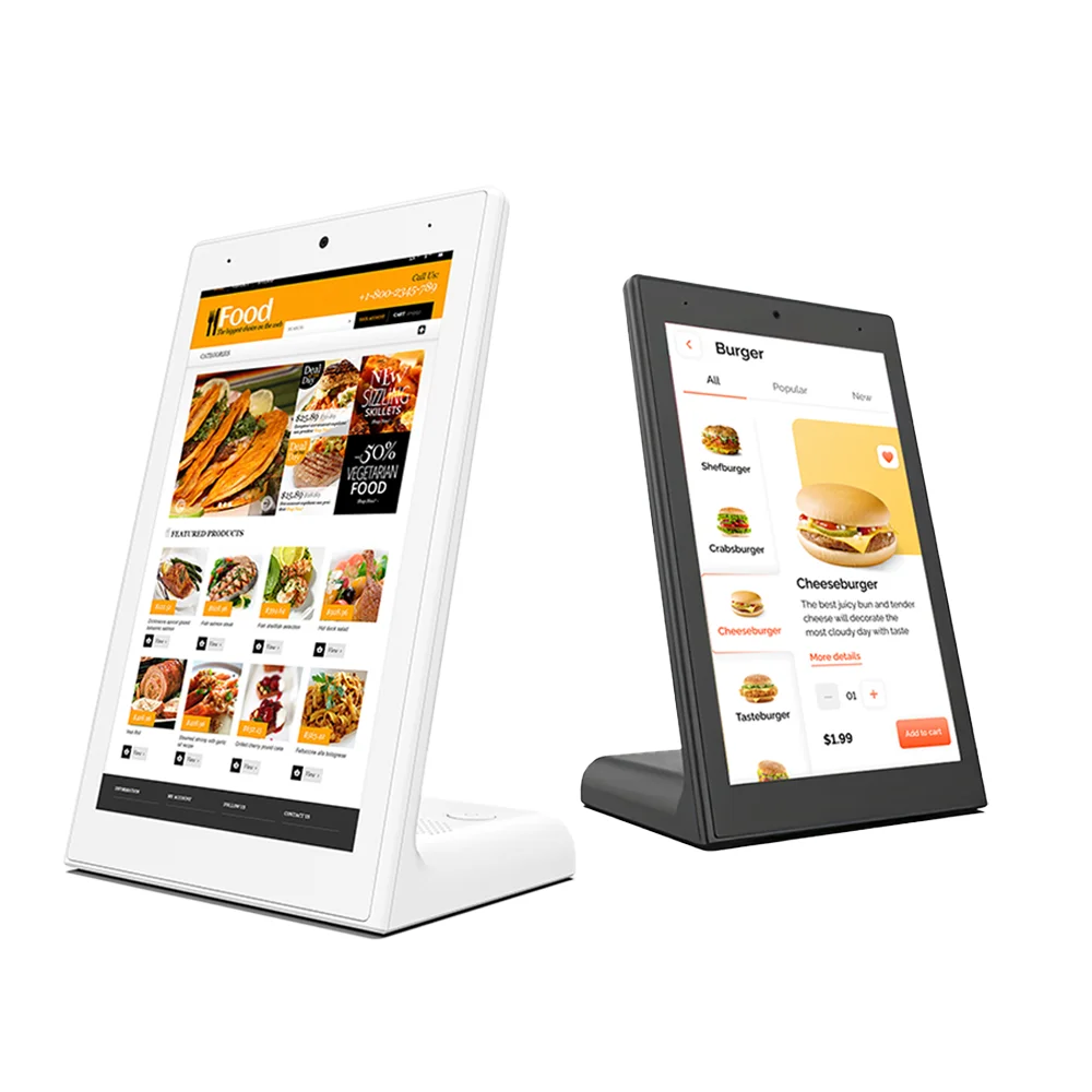 MWE 10.1Inch Touchscreen Tablet L-Type Menu Display Interactive Food Menu Table Top Digital Signage For Restaurants Coffee Shop