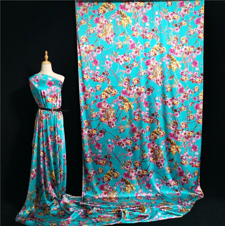 
Animal Floral Print Silk Viscose Spandex Fabric Satin Fabrics 16mm Viscose Fabric 