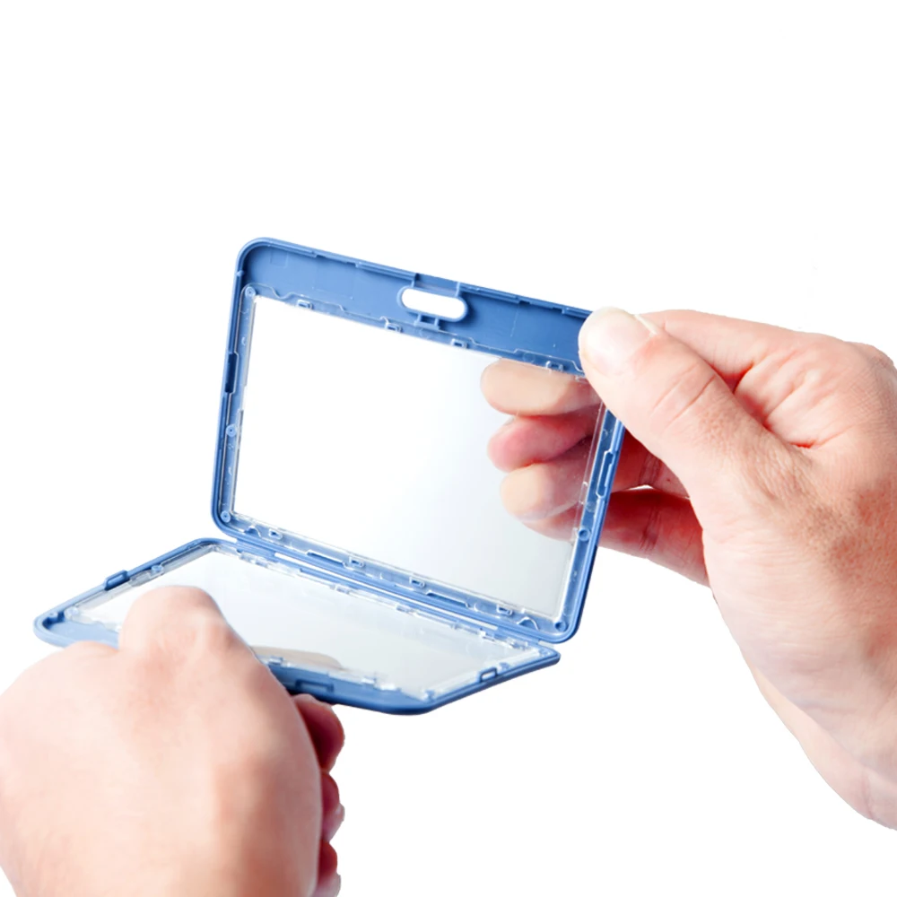 Custom Gift Dual-Sided Transparent Acrylic Badge Card Holder with Lanyard Work & Credit Card Use Custom Logo Aluminium Material