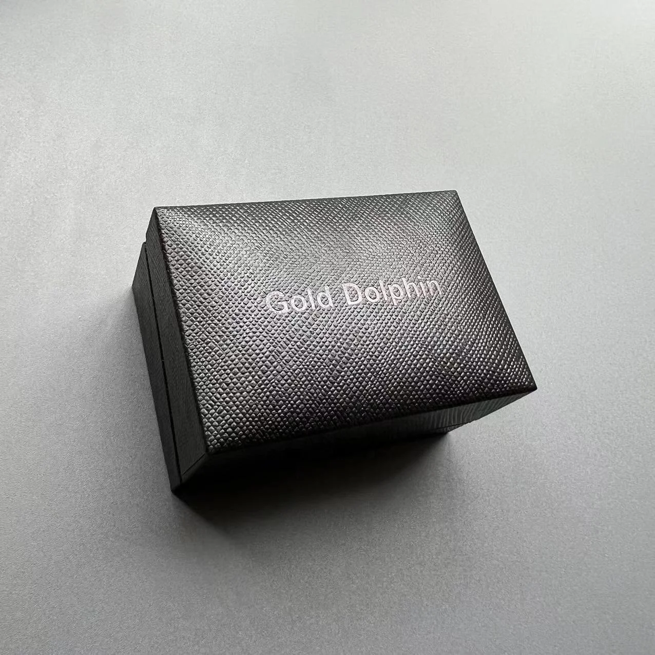 Luxury Personalized Logo Black Jewelry Ring Box With Black Print Logo With Hinge Closure For Ring Earring Gift Paper Box