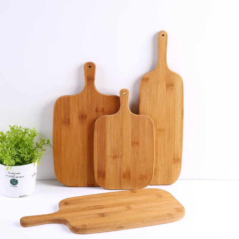 Cheese wooden chopping board blocks organic bamboo cheese pizza wood cutting charcuterie board set with handle