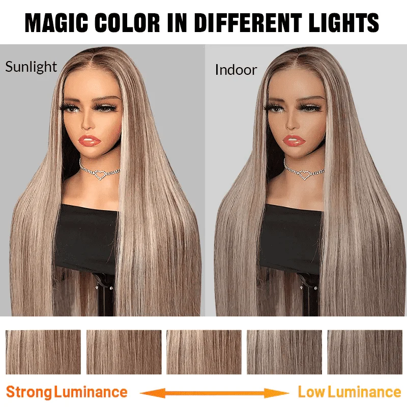 Ash Blonde Highlight Lace Front Wigs #P18/613 Color Straight & Body Wave 13x4 HD Lace Human Hair Wigs