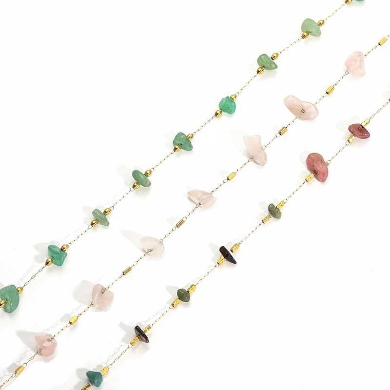 Spot Wholesale Non-tarnish Stainless Steel Plating 14k Golden Natural Stone Crystal Necklace Healing Jewelry
