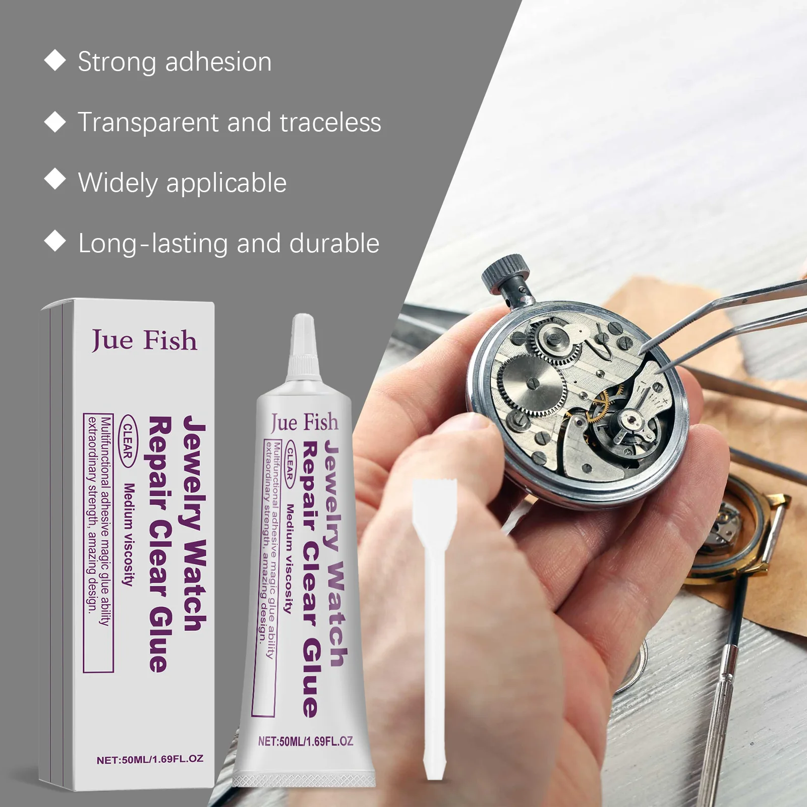 New Jue Fish seamless waterproof adhesive multifunctional jewelry watch repair transparent adhesive