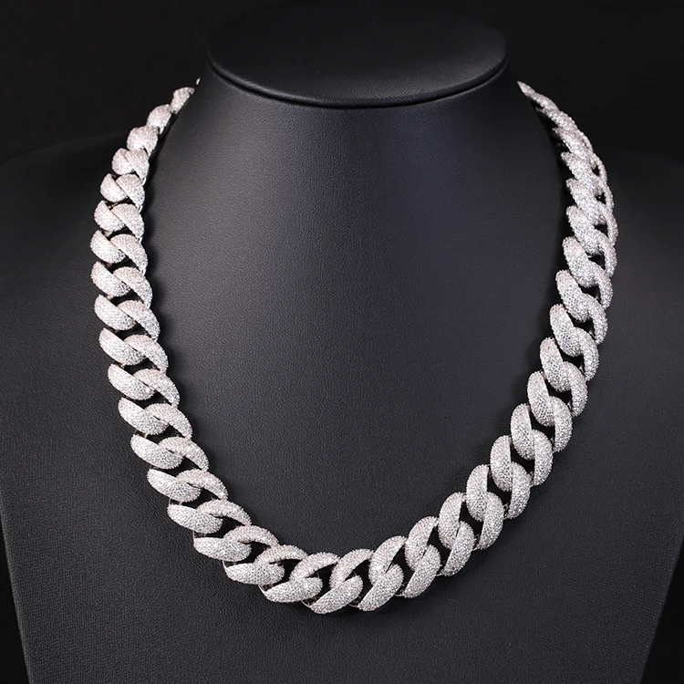 Wholesale 6MM 9MM 13MM 17MM 22MM Hip Hop VVS Diamond Necklace Bracelet Dropshipping Silver Iced Out Moissanite Cuban Link Chain
