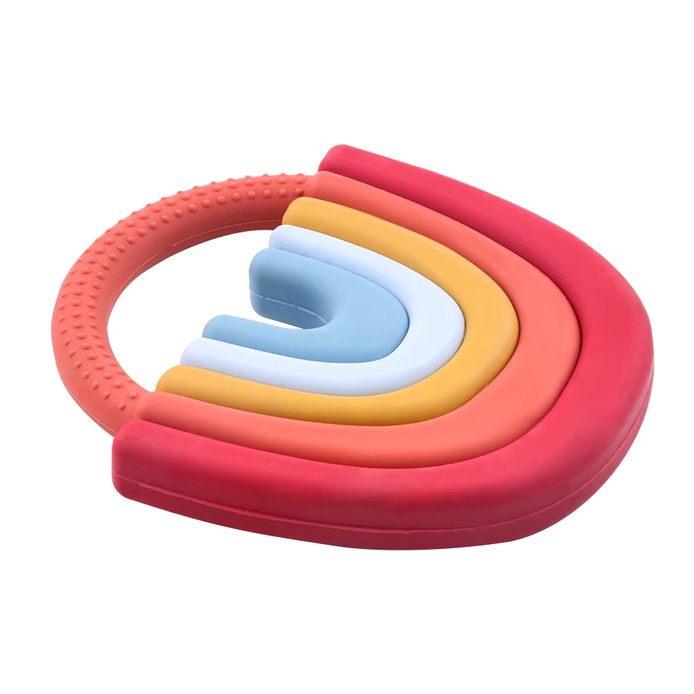Игрушечный Прорезыватель зубов мягкие игрушки для прорезывания успокаивающие Детские радужные Силиконовые Прорезыватели