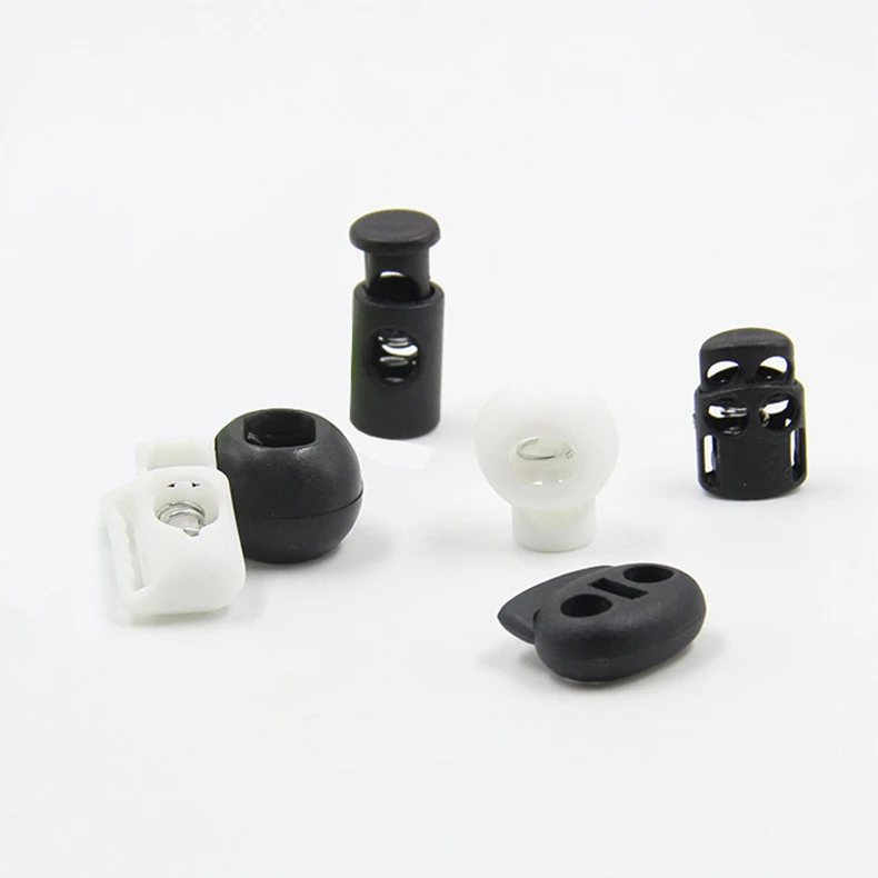 
Cord Lock Plastic Stopper Cord End Toggle Clip Buckle Black&White Paracord Shoelace Sportswear Rain Clothing Rope Parts 