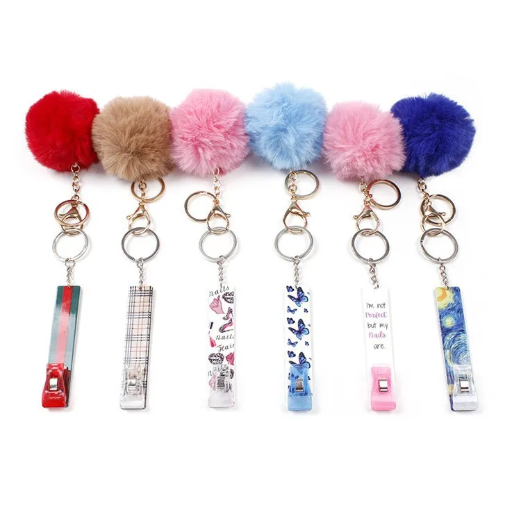 Wholesale custom ball top ATM Credit Card Grabber card grabber keychain - acrylic credit card puller for long nails
