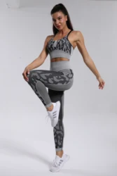 Ptsports woman bamboo yoga pant fitness legging 2 piece yoga set women for big women high quality sport bra and yoga pants set