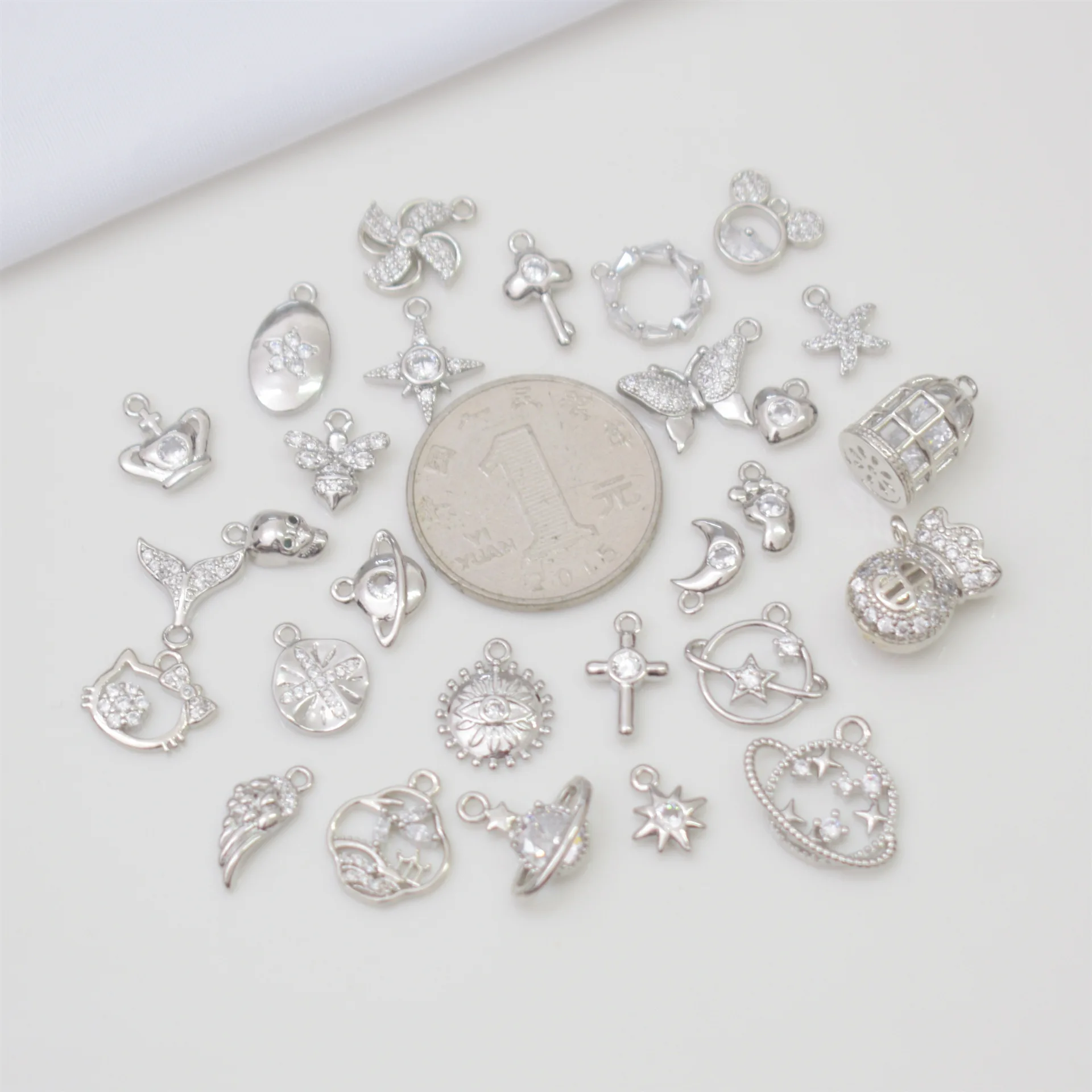 Designs fishtail butterfly Animal Accessories Micro Pave Zircon Gold Charm Bracelet charm for bracelet