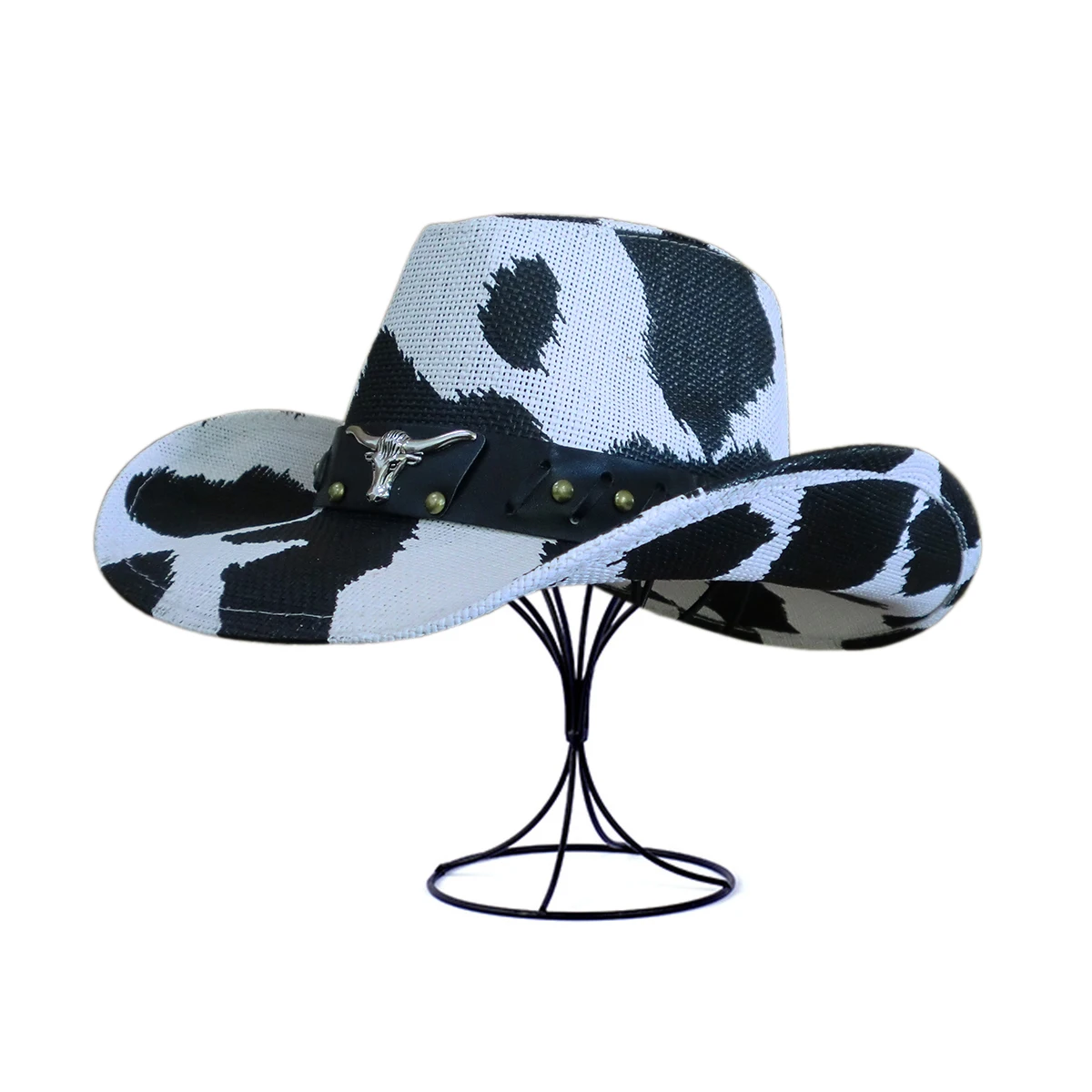 Cow Men Paper Straw Cowboy Hat USA AmericanTexas Painting Shapable Brim Sombreros Western Cowboy straw Hat