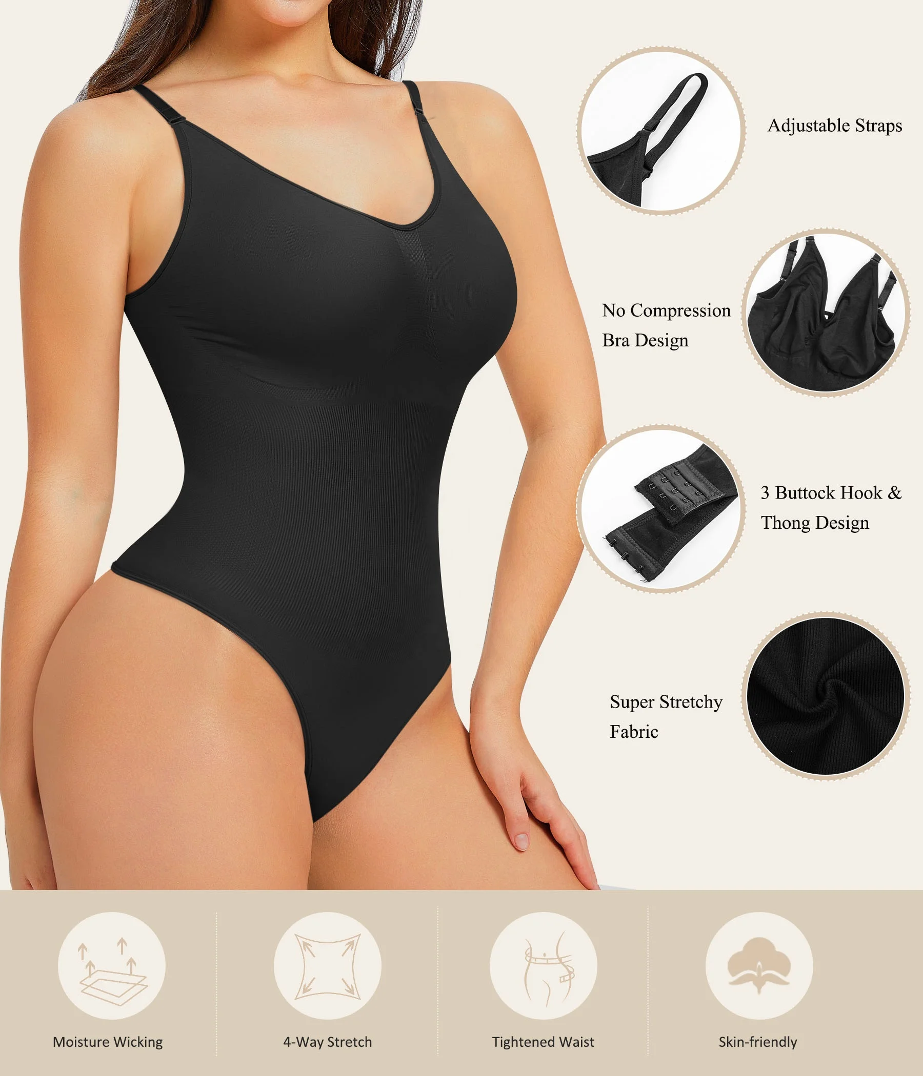 Bodysuit Women Shapewear Tummy Control Butt Lifter Body Shaper Smooth Invisible Under Dress Slimming Underwear