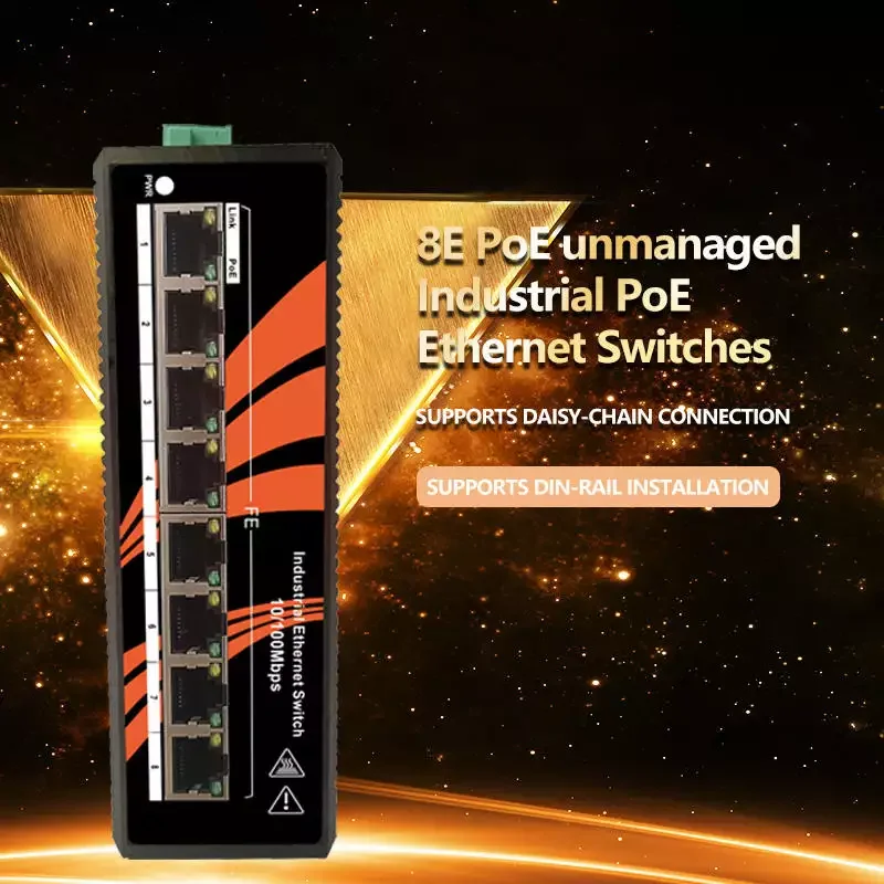 Распродажа коммутатор Ethernet на 10/100 м 8 портов промышленный poe с DIN-рейкой/настенным